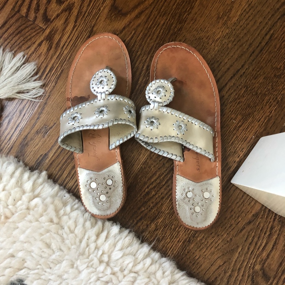 Jack Rogers Flat Sandals, Metallic